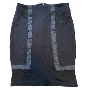 Y2K BEBE Mini Pencil Skirt 0 Black SilkyTrim Office Career Dark Goth Witch Retro